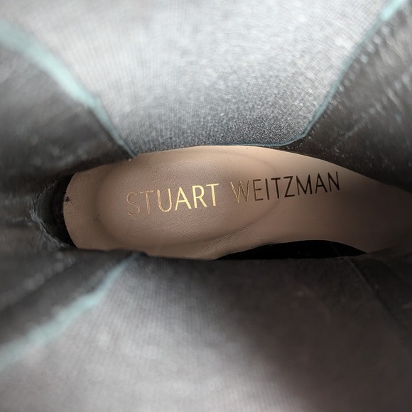 Stuart Weitzman Suede Chain Link Accents Chelsea Boots Black Size 4.5 - Picture 7 of 10